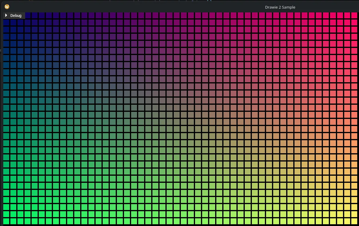 Colorful rectangle grid rendered with Arco