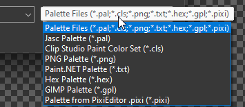 palette formats