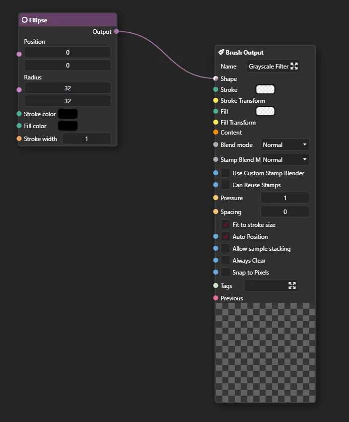 Example of a simple brush created with the Node Graph