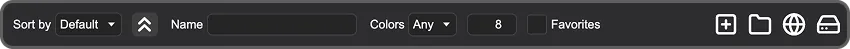 Screenshot of the Palette Browser action bar