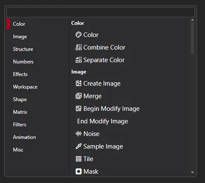Context menu with nodes