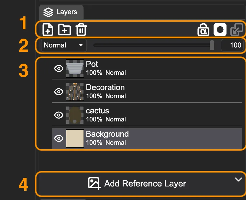 Screenshot of the UI with a highlight on the Layer Panel - zoom.