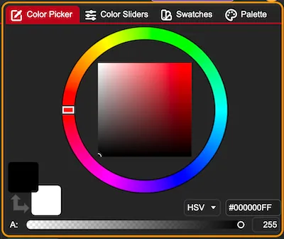 Screenshot of the UI with a highlight on the Color Picker.
