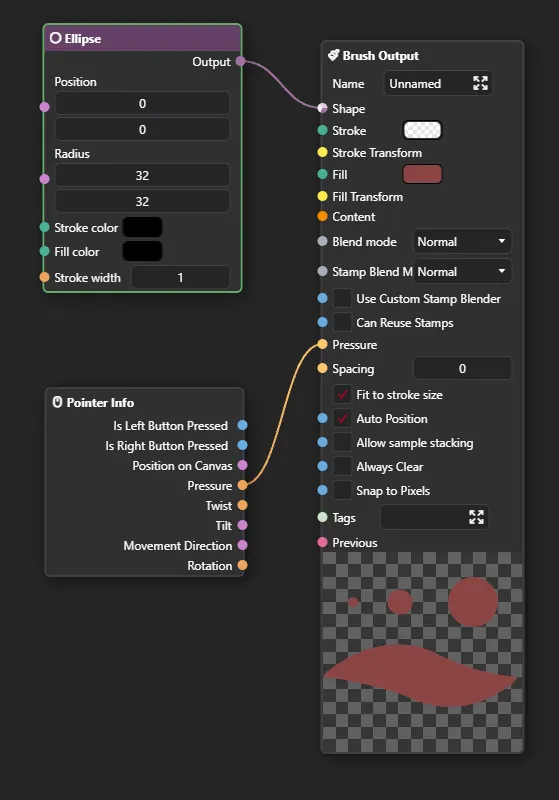 Example of a brush that responds to the pressure of the pen