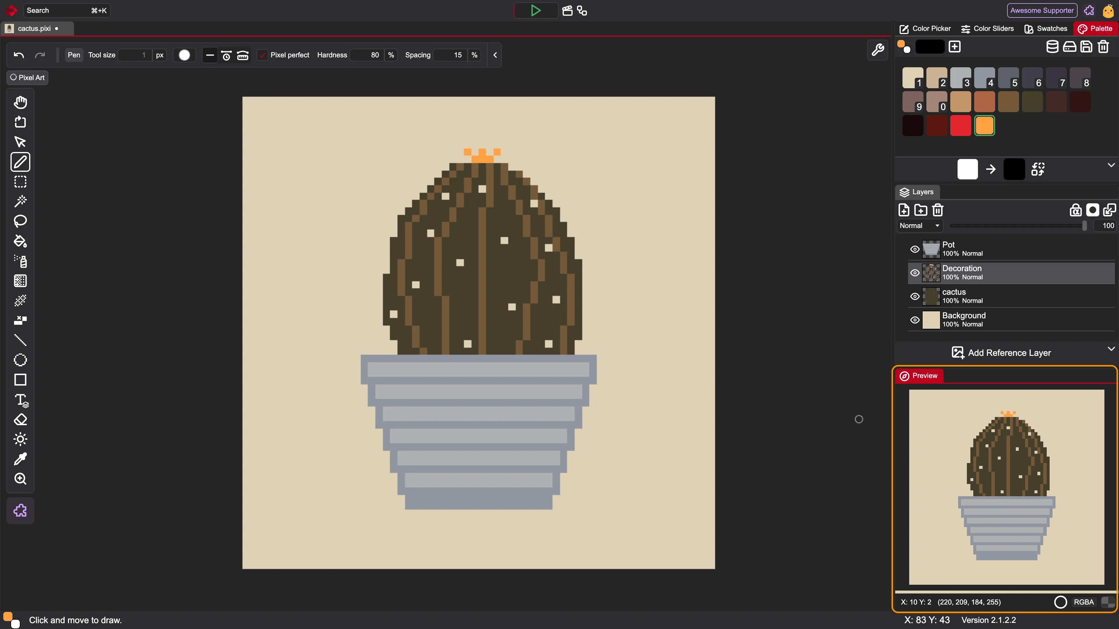 Screenshot of the UI with a highlight on the Preview Tab.