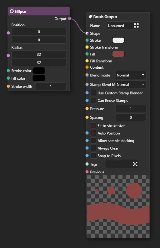 Example of a simple brush created with the Node Graph
