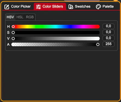 Screenshot of the UI with a highlight on the Color Slider.