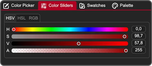 Screenshot of the Color Slider tab.