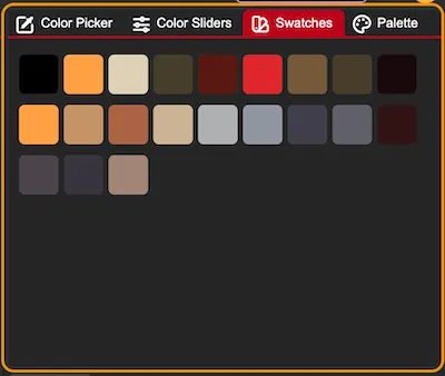 Screenshot of the UI with a highlight on the Color Swatches.