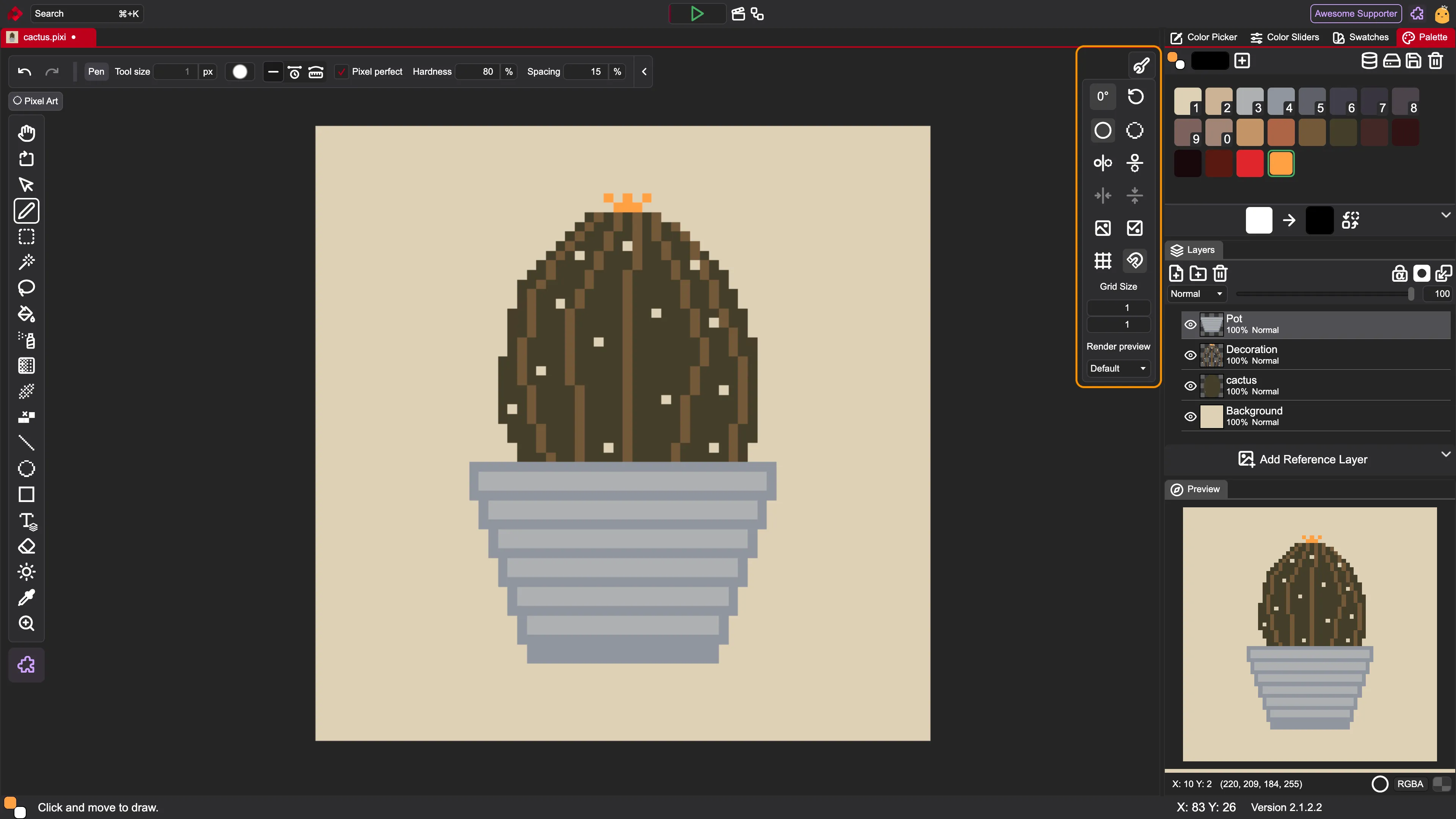 Screenshot of the UI with a highlight on the viewport options.